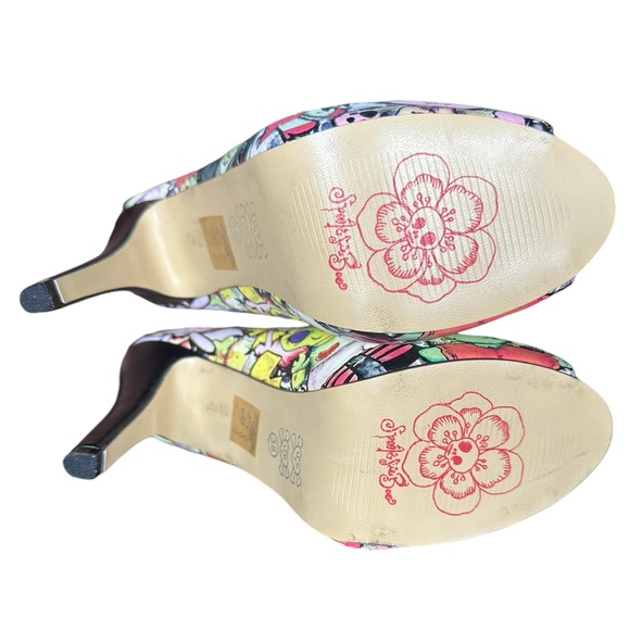 Black and Yellow Iron Fist Multicolor Peep Toe Heels - Picture 6 of 7